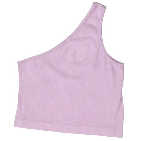 Suzette Collection Y2K Ribbed One Shoulder Crop Top Cut Out Cami Shirt Purple OS - Picture 1 of 6